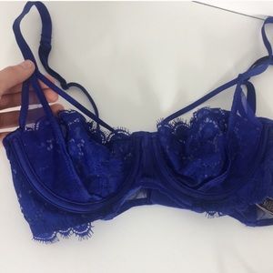 Sexy blue lace unlined bra